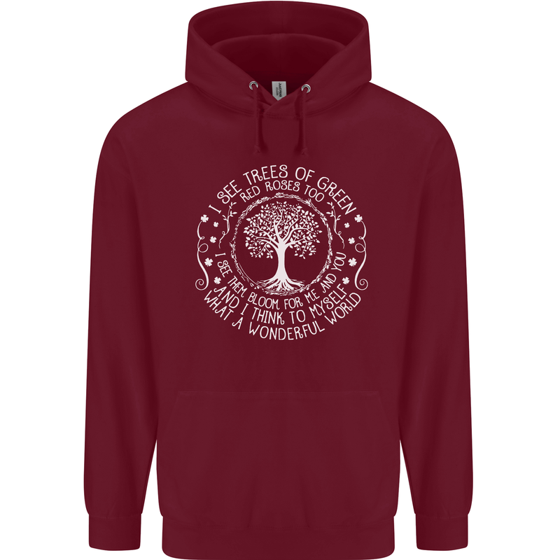 Trees Of Green Mens 80% Cotton Hoodie Maroon