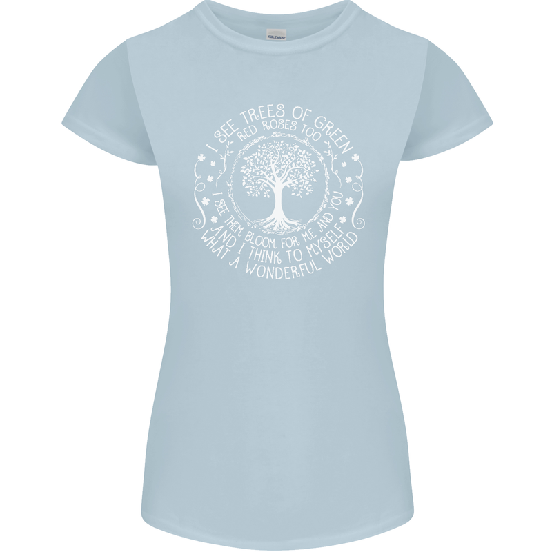 Trees Of Green Womens Petite Cut T-Shirt Light Blue