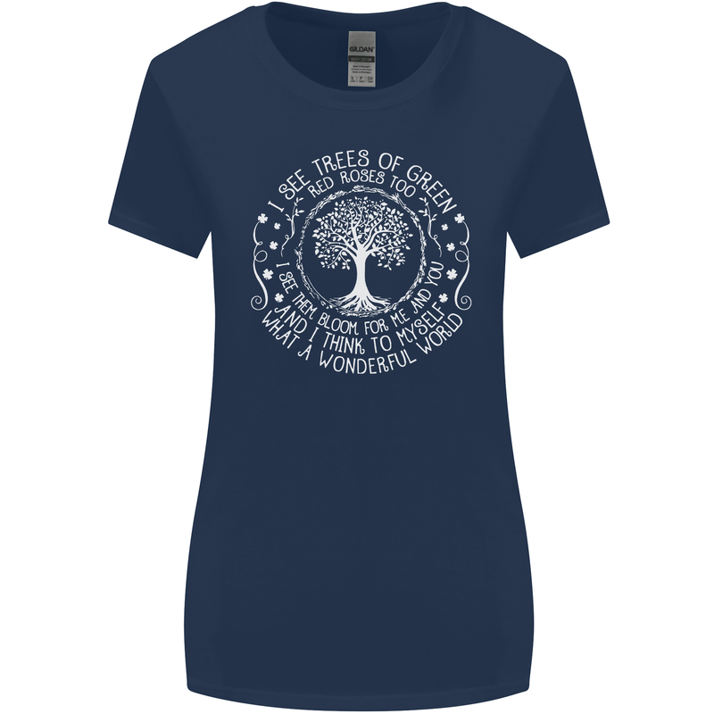 Trees Of Green Womens Wider Cut T-Shirt Navy Blue