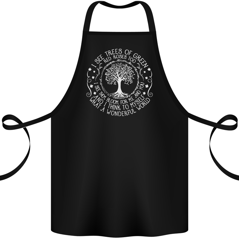 Trees What a Wonderful World Environment Cotton Apron 100% Organic Black