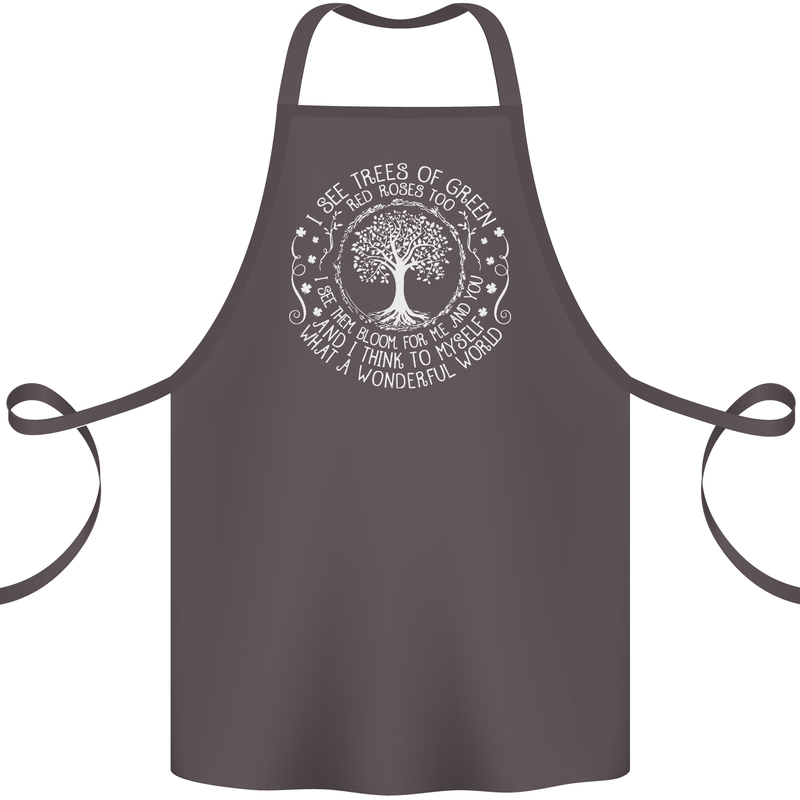 Trees What a Wonderful World Environment Cotton Apron 100% Organic Dark Grey
