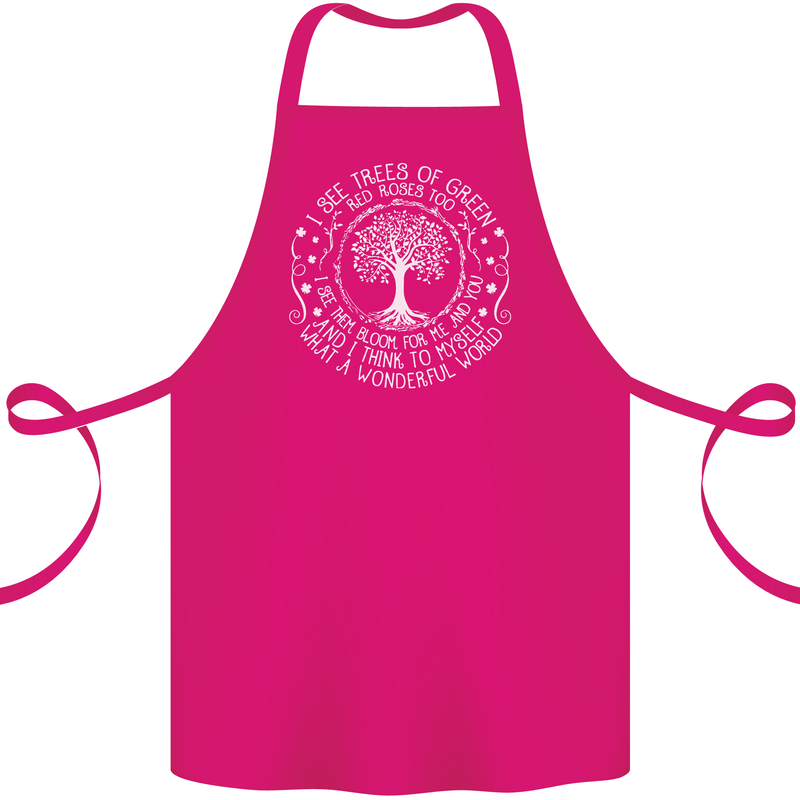 Trees What a Wonderful World Environment Cotton Apron 100% Organic Pink