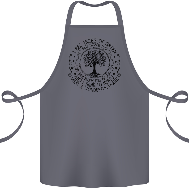 Trees What a Wonderful World Environment Cotton Apron 100% Organic Steel