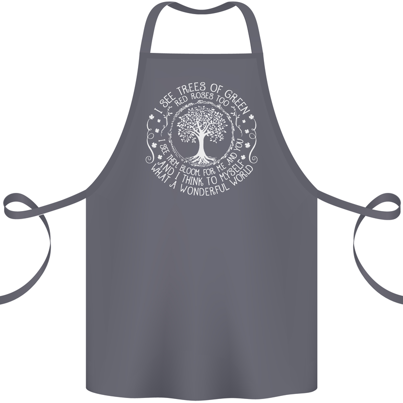 Trees What a Wonderful World Environment Cotton Apron 100% Organic Steel