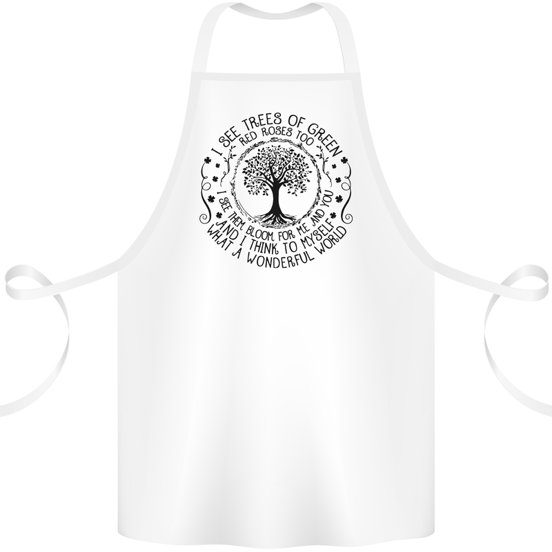 Trees What a Wonderful World Environment Cotton Apron 100% Organic White