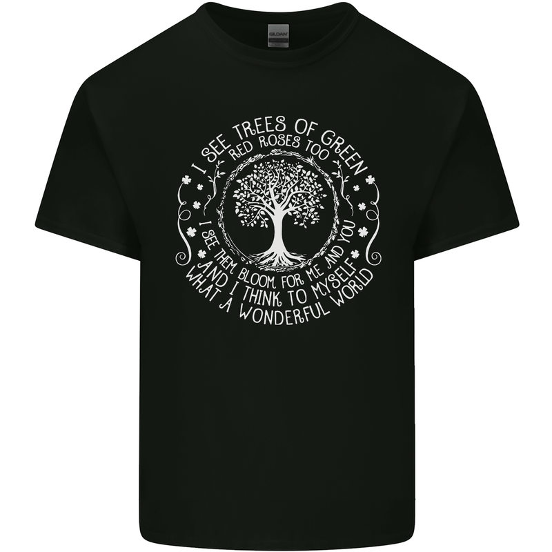 Trees What a Wonderful World Environment Kids T-Shirt Childrens Black