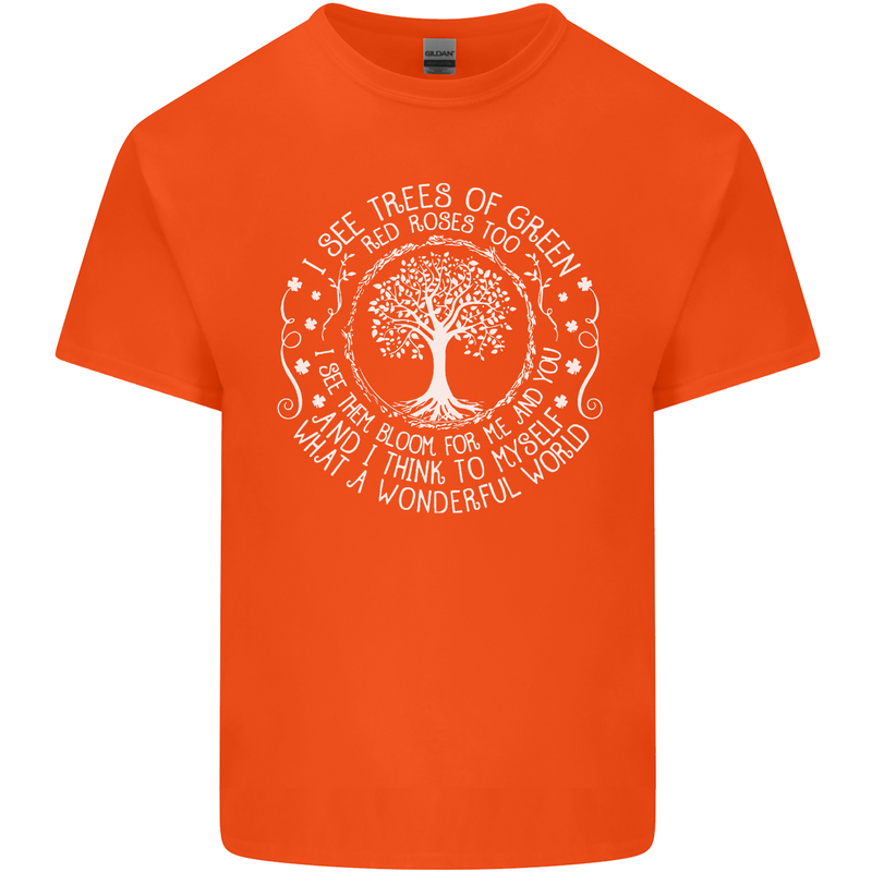 Trees What a Wonderful World Environment Kids T-Shirt Childrens Orange