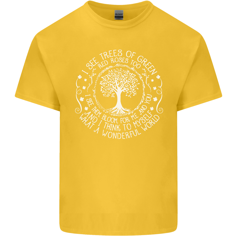 Trees What a Wonderful World Environment Kids T-Shirt Childrens Yellow
