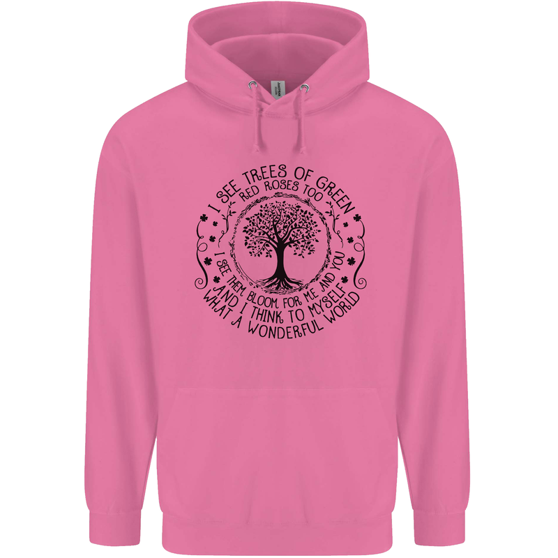 Trees What a Wonderful World Environment Mens 80% Cotton Hoodie Azelea
