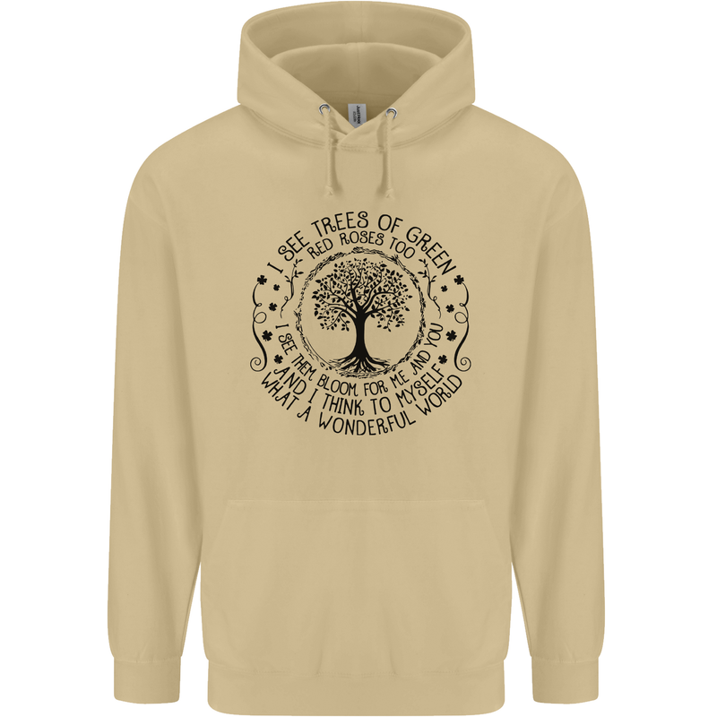 Trees What a Wonderful World Environment Mens 80% Cotton Hoodie Sand