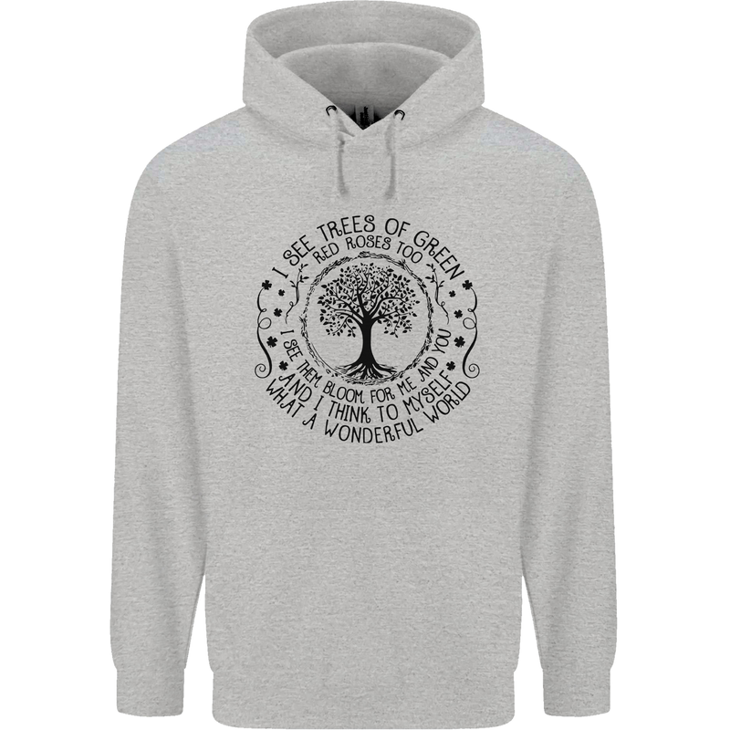 Trees What a Wonderful World Environment Mens 80% Cotton Hoodie Sports Grey