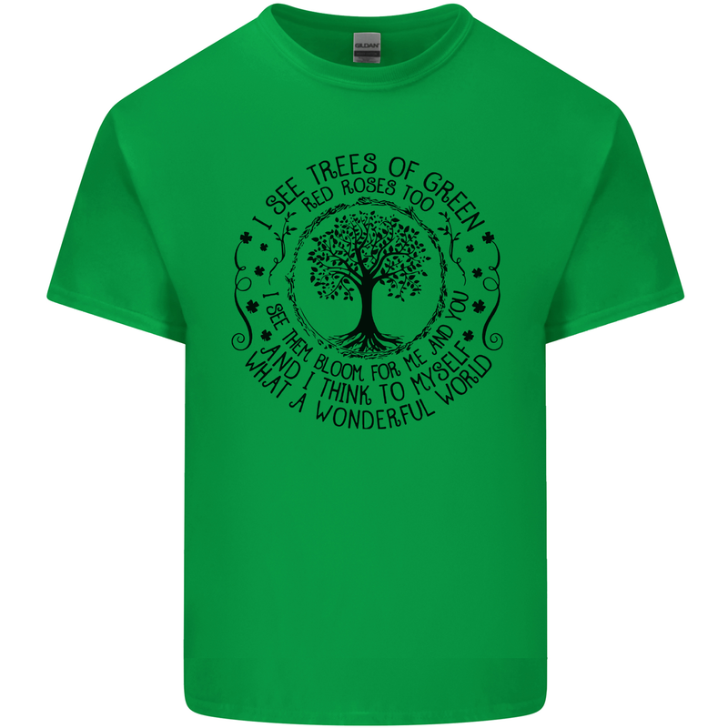 Trees What a Wonderful World Environment Mens Cotton T-Shirt Tee Top Irish Green