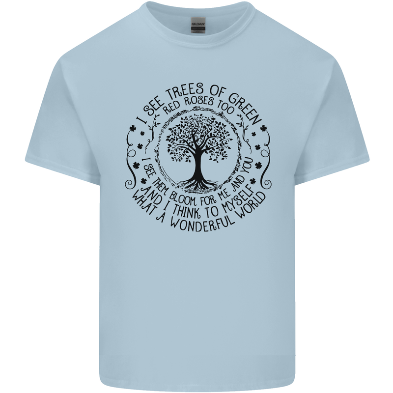 Trees What a Wonderful World Environment Mens Cotton T-Shirt Tee Top Light Blue