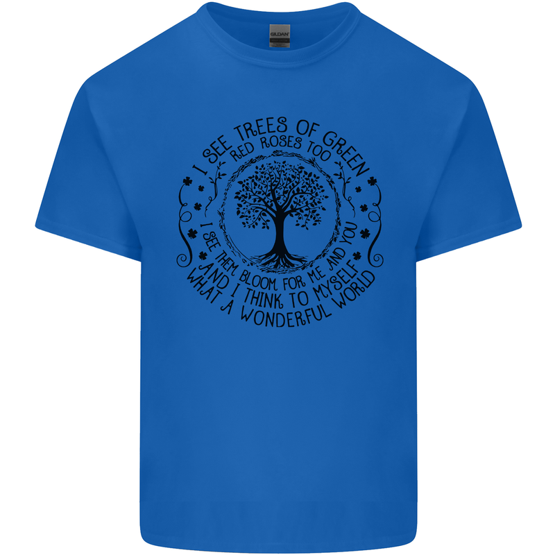 Trees What a Wonderful World Environment Mens Cotton T-Shirt Tee Top Royal Blue