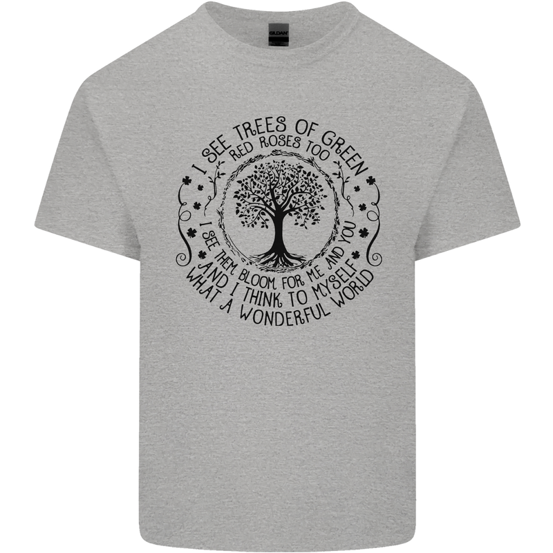 Trees What a Wonderful World Environment Mens Cotton T-Shirt Tee Top Sports Grey