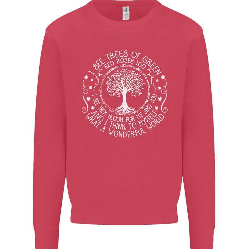 Trees What a Wonderful World Environment Mens Sweatshirt Jumper Heliconia