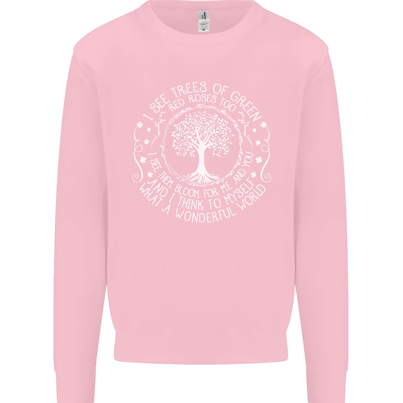 Trees What a Wonderful World Environment Mens Sweatshirt Jumper Light Pink
