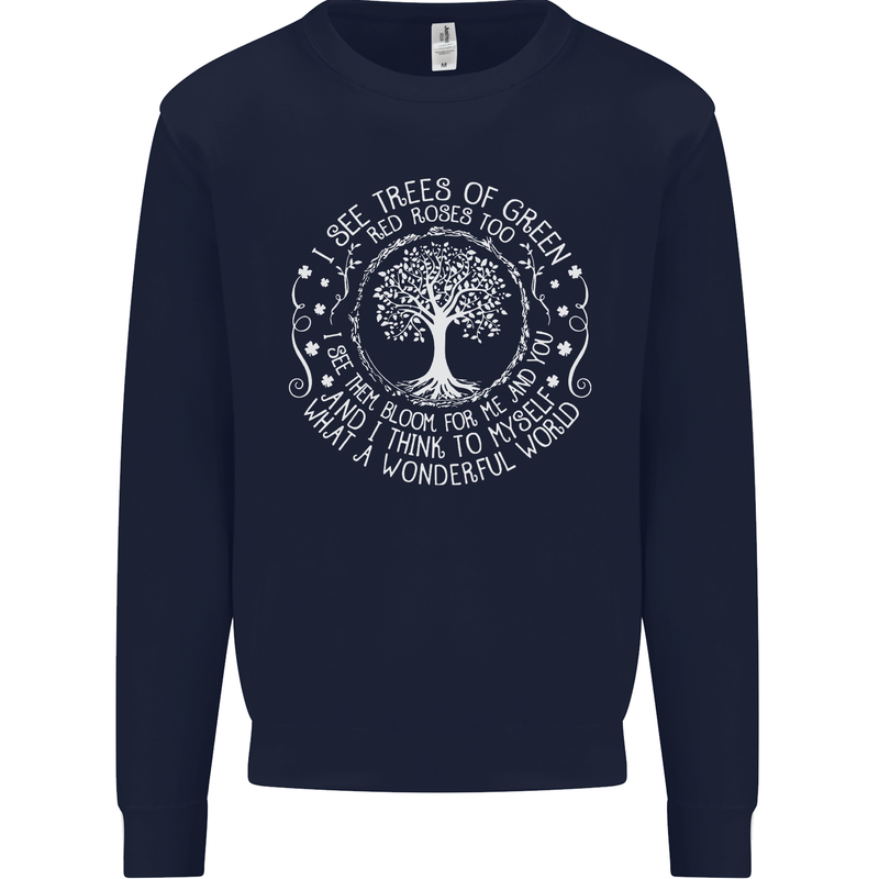 Trees What a Wonderful World Environment Mens Sweatshirt Jumper Navy Blue