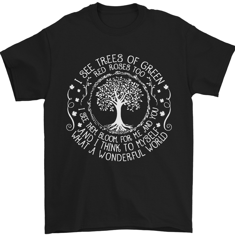 Trees What a Wonderful World Environment Mens T-Shirt Cotton Gildan Black
