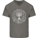 Trees What a Wonderful World Environment Mens V-Neck Cotton T-Shirt Charcoal
