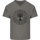 Trees What a Wonderful World Environment Mens V-Neck Cotton T-Shirt Charcoal