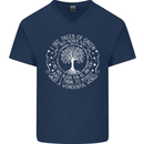 Trees What a Wonderful World Environment Mens V-Neck Cotton T-Shirt Navy Blue