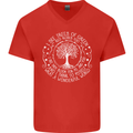 Trees What a Wonderful World Environment Mens V-Neck Cotton T-Shirt Red