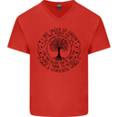 Trees What a Wonderful World Environment Mens V-Neck Cotton T-Shirt Red
