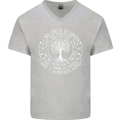 Trees What a Wonderful World Environment Mens V-Neck Cotton T-Shirt Sports Grey