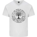 Trees What a Wonderful World Environment Mens V-Neck Cotton T-Shirt White