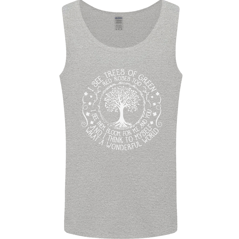 Trees What a Wonderful World Environment Mens Vest Tank Top Sports Grey