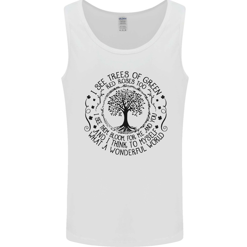 Trees What a Wonderful World Environment Mens Vest Tank Top White