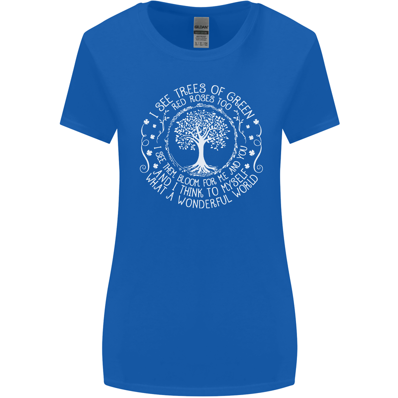 Trees What a Wonderful World Environment Womens Wider Cut T-Shirt Royal Blue