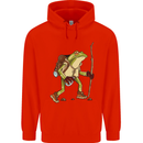 Trekking Hiking Rambling Frog Toad Funny Childrens Kids Hoodie Bright Red