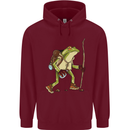 Trekking Hiking Rambling Frog Toad Funny Childrens Kids Hoodie Maroon