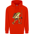 Trekking Hiking Rambling Frog Toad Funny Mens 80% Cotton Hoodie Bright Red