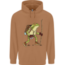 Trekking Hiking Rambling Frog Toad Funny Mens 80% Cotton Hoodie Caramel Latte