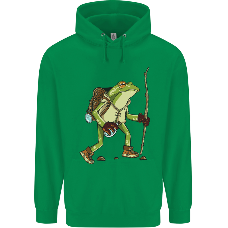 Trekking Hiking Rambling Frog Toad Funny Mens 80% Cotton Hoodie Irish Green