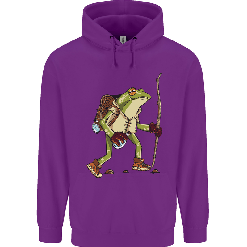 Trekking Hiking Rambling Frog Toad Funny Mens 80% Cotton Hoodie Purple