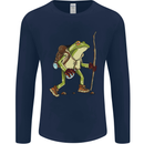 Trekking Hiking Rambling Frog Toad Funny Mens Long Sleeve T-Shirt Navy Blue