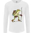 Trekking Hiking Rambling Frog Toad Funny Mens Long Sleeve T-Shirt White