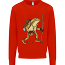 Trekking Hiking Rambling Frog Toad Funny Mens Sweatshirt Jumper Bright Red