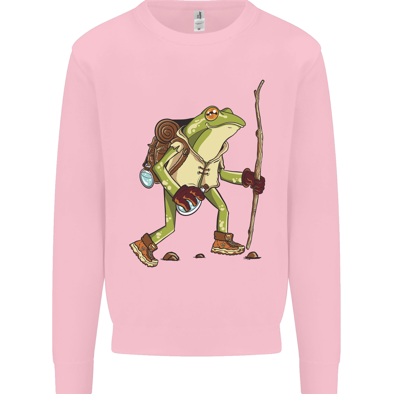 Trekking Hiking Rambling Frog Toad Funny Mens Sweatshirt Jumper Light Pink