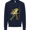 Trekking Hiking Rambling Frog Toad Funny Mens Sweatshirt Jumper Navy Blue