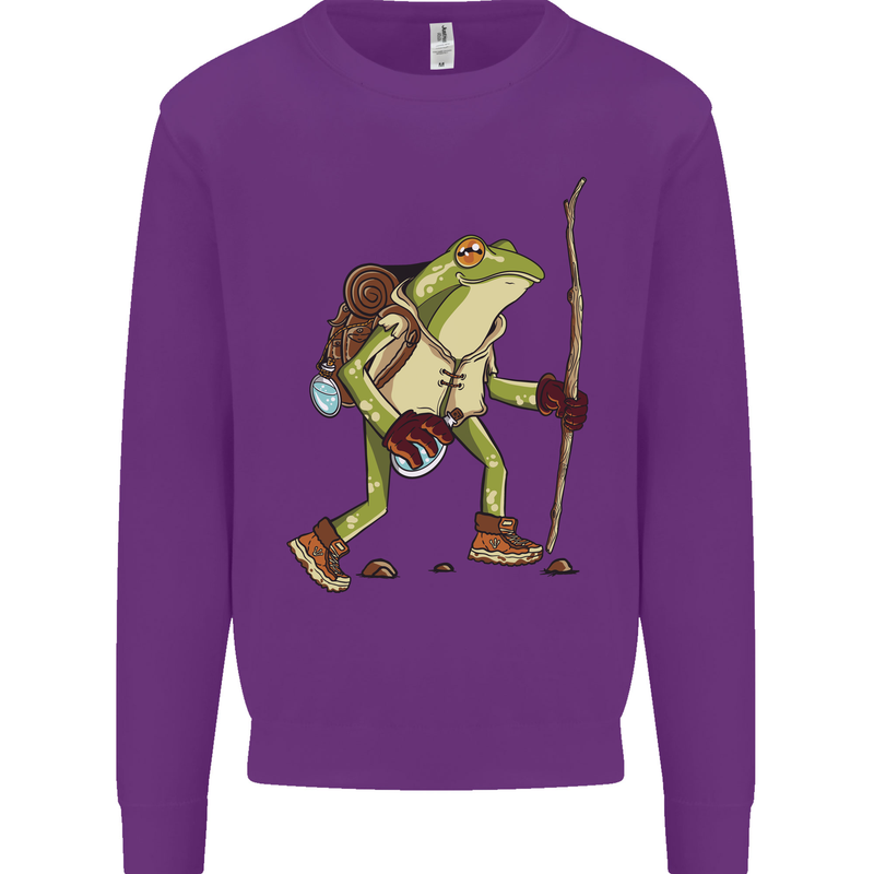 Trekking Hiking Rambling Frog Toad Funny Mens Sweatshirt Jumper Purple