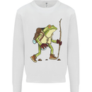 Trekking Hiking Rambling Frog Toad Funny Mens Sweatshirt Jumper White