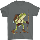 Trekking Hiking Rambling Frog Toad Funny Mens T-Shirt Cotton Gildan Charcoal