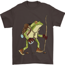 Trekking Hiking Rambling Frog Toad Funny Mens T-Shirt Cotton Gildan Dark Chocolate