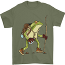 Trekking Hiking Rambling Frog Toad Funny Mens T-Shirt Cotton Gildan Military Green
