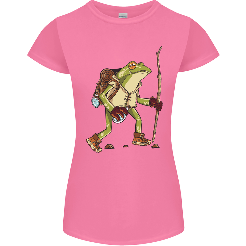 Trekking Hiking Rambling Frog Toad Funny Womens Petite Cut T-Shirt Azalea